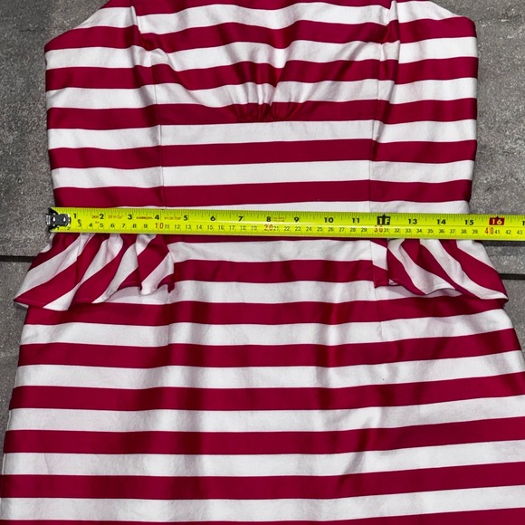 Lilly Pulitzer Maybell Azalea Strapless Peplum‎ Dress Pink White Stripe Sz 8 - Picture 7 of 10